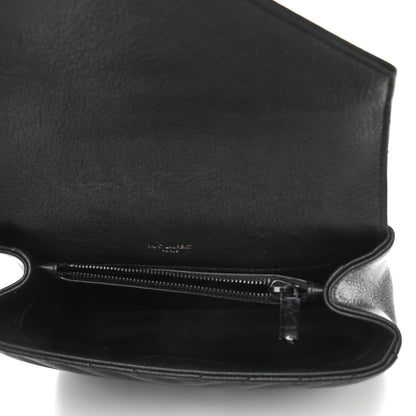 Saint Laurent Sheepskin Matelasse Chevron Monogram Monochrome Medium College Bag Black 5 of 9