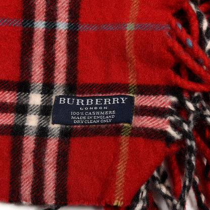Burberry Cashmere Check Happy Fringe Scarf Red 3 of 4