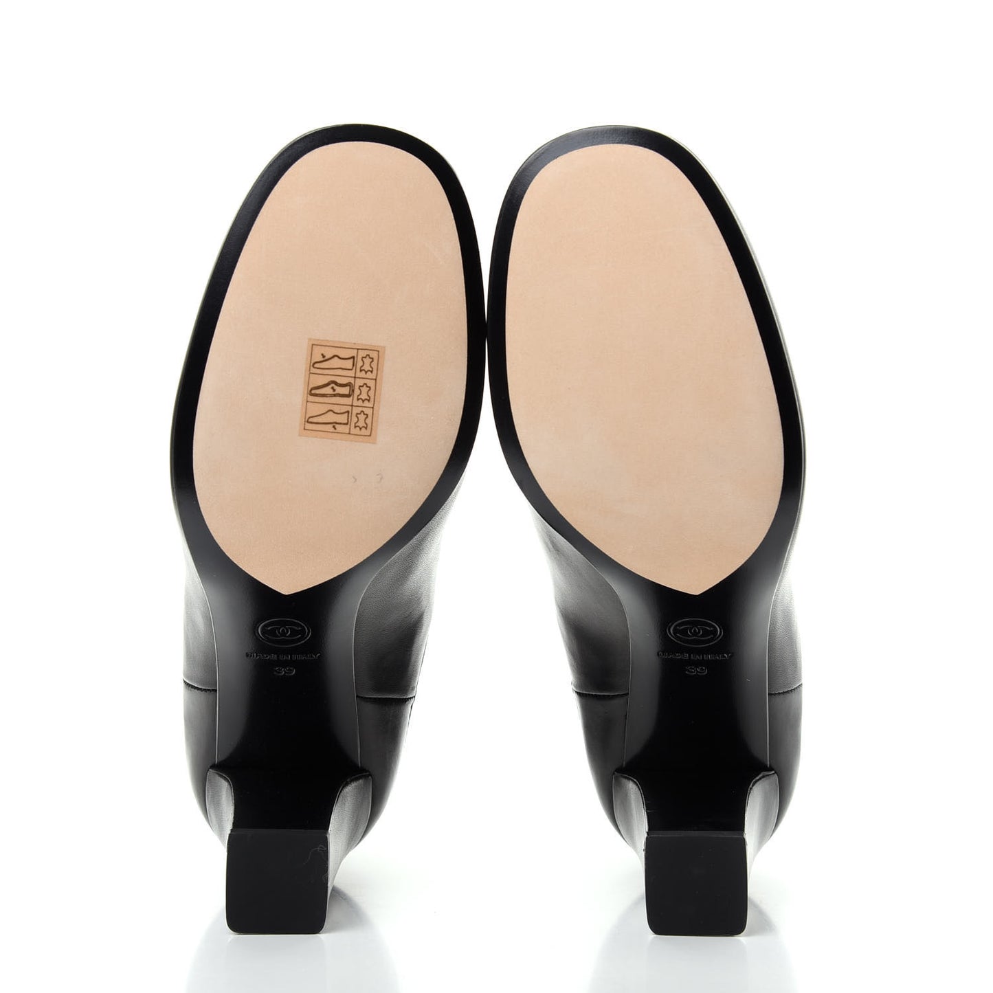 Calfskin CC Turnlock Ankle Boots 39 Black