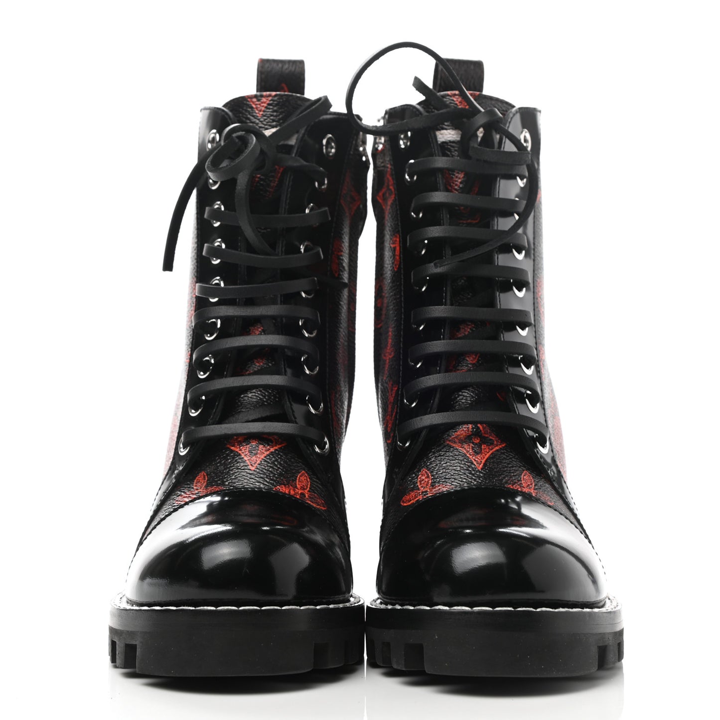 Patent Calfskin Catogram Star Trail Ankle Boots 36 Black Marron