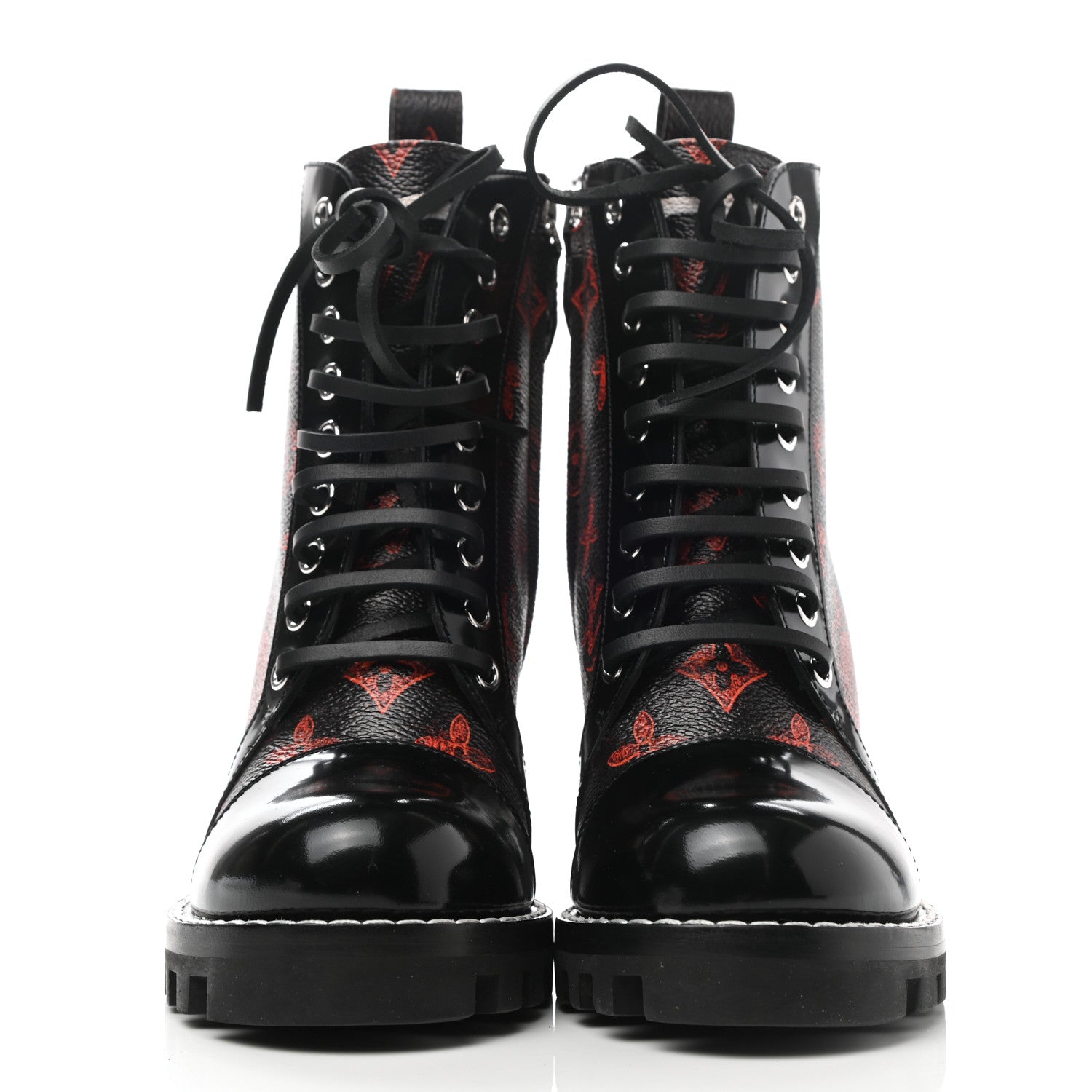 Louis Vuitton Patent Calfskin Catogram Star Trail Ankle Boots 36 Black Marron 2 of 7