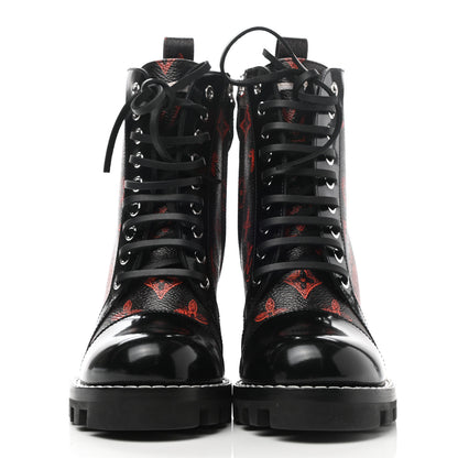 Louis Vuitton Patent Calfskin Catogram Star Trail Ankle Boots 36 Black Marron 2 of 7
