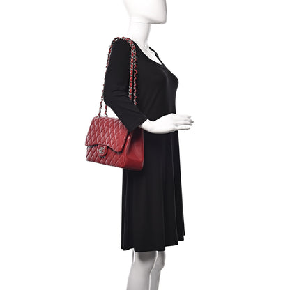 Chanel Caviar Quilted Jumbo Double Flap Red 2 of 13