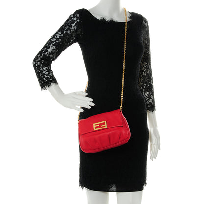 Fendi Vitello Flamingo Fendista Pouchette Crossbody Red 2 of 9