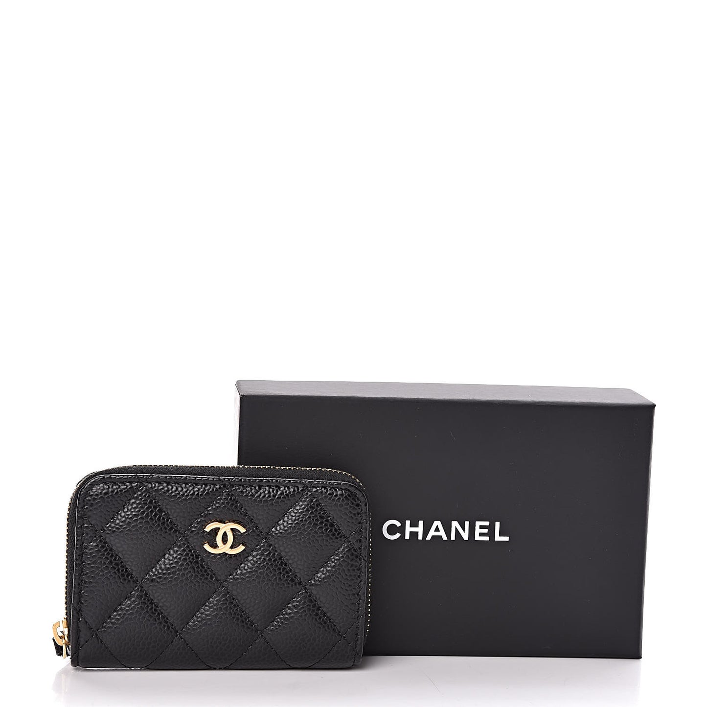 Caviar Quilted Zip Coin Purse Black