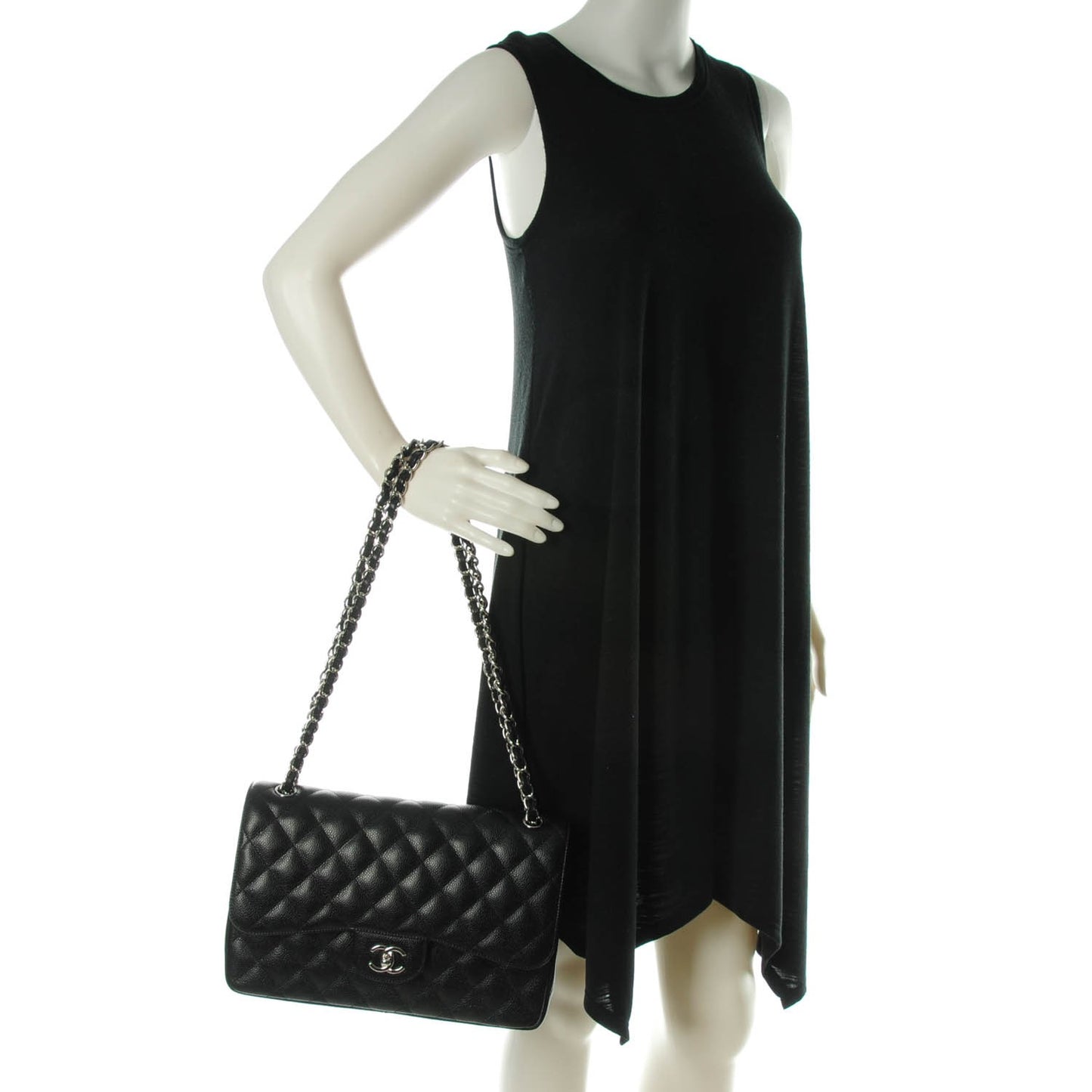 Caviar Quilted Jumbo Double Flap Black