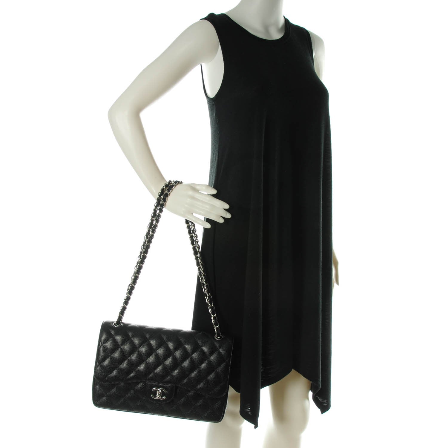 Chanel Caviar Quilted Jumbo Double Flap Black 2 of 7
