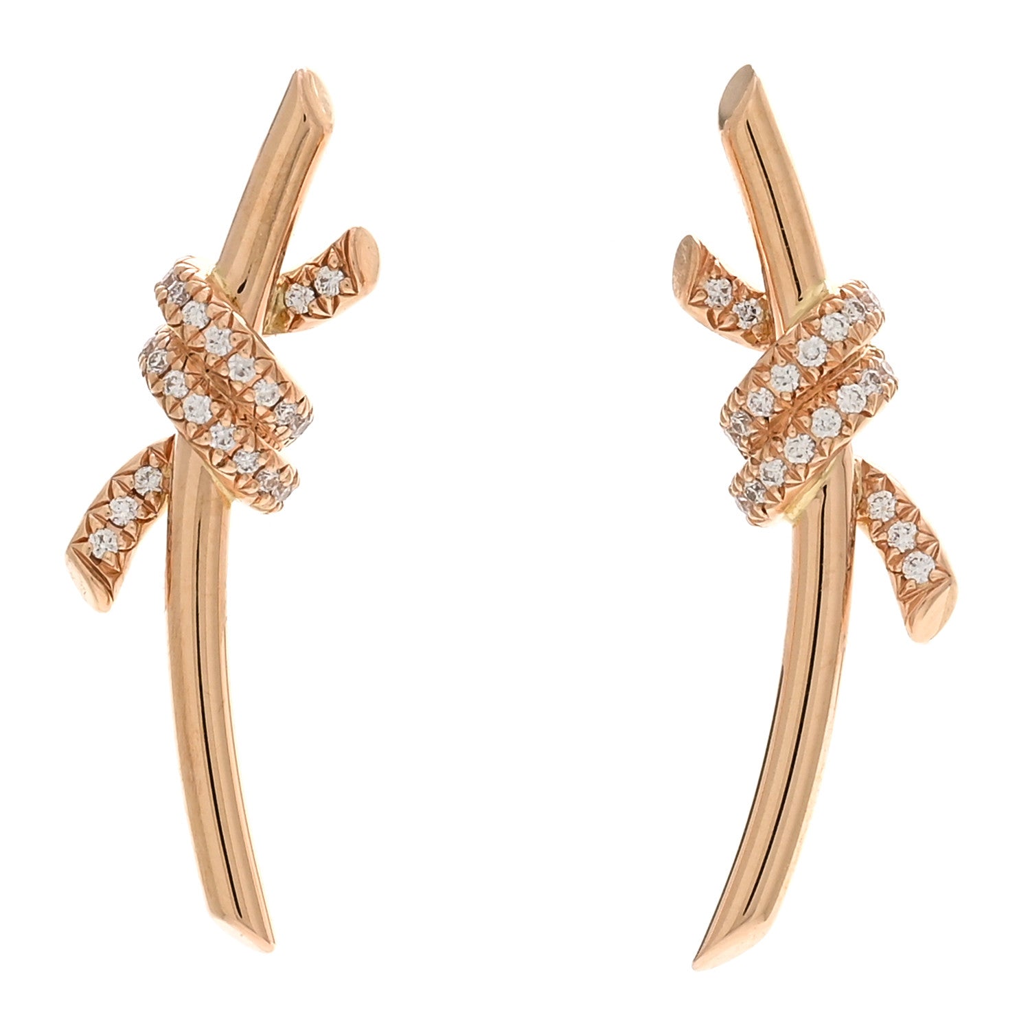 Tiffany 18K Rose Gold Diamond Tiffany Knot Earrings 1 of 5