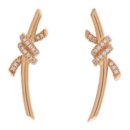 Tiffany 18K Rose Gold Diamond Tiffany Knot Earrings 1 of 5
