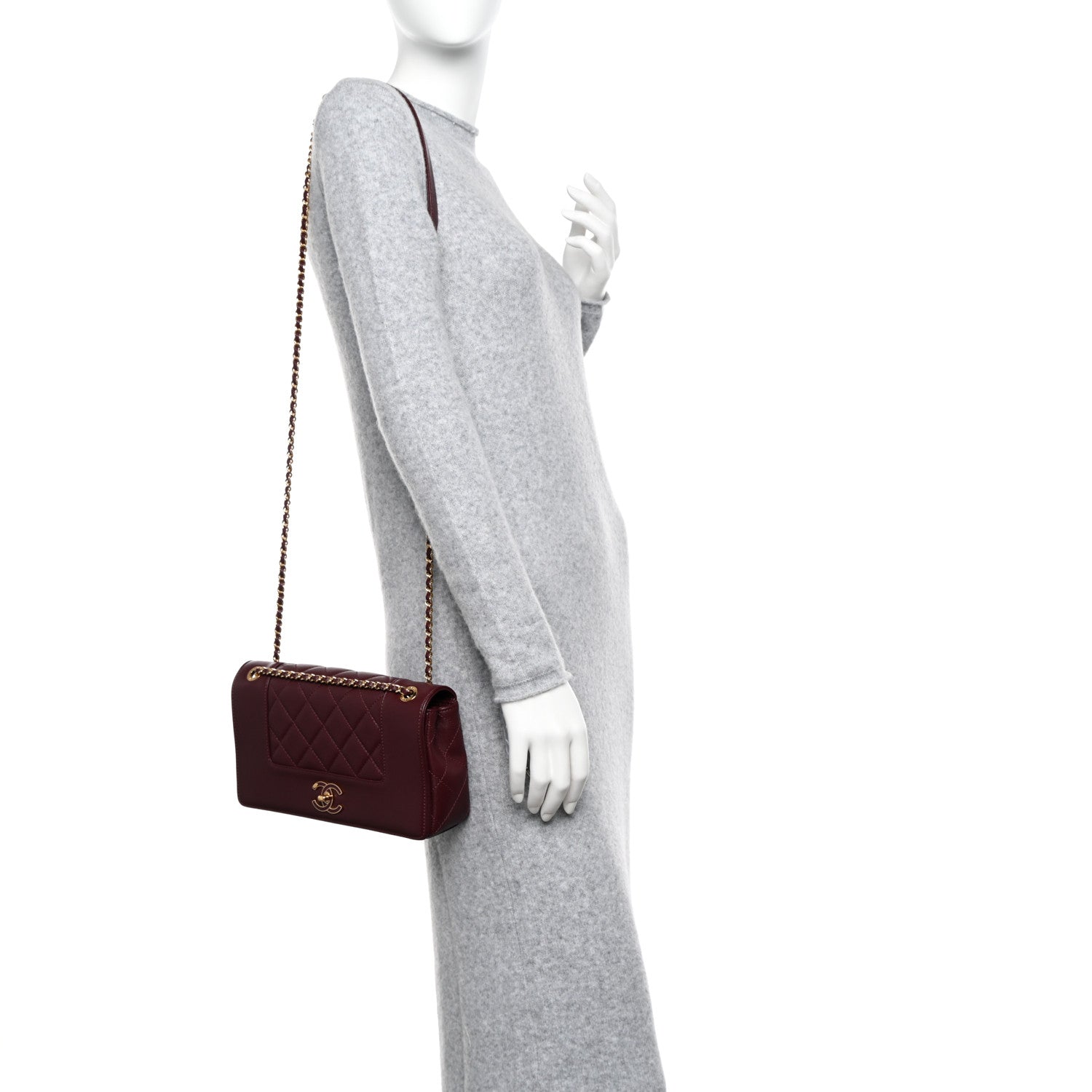 Chanel Sheepskin Quilted Vintage Mademoiselle Flap Dark Red 3 of 10