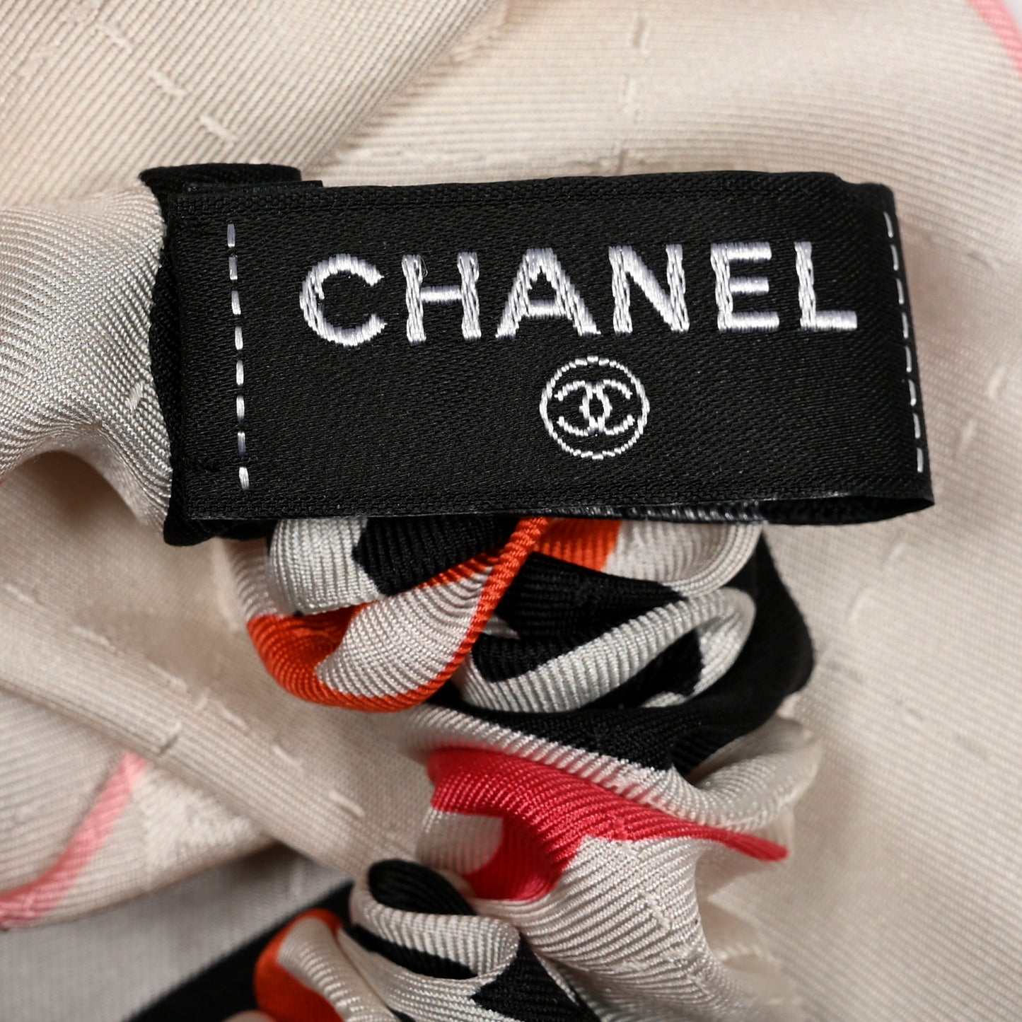 Silk CC Scrunchie and Scarf Hair Tie Set White Multicolor
