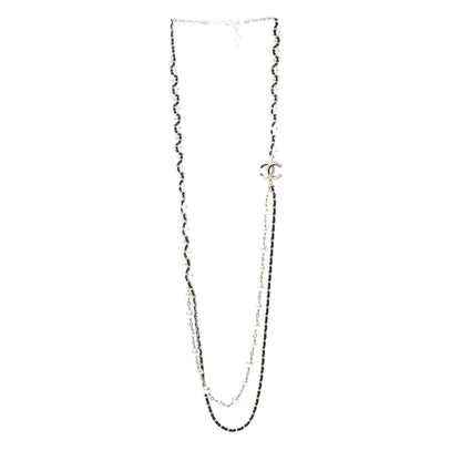 Chanel Lambskin Pearl CC Chain Multi Strand Necklace Black Gold 3 of 5