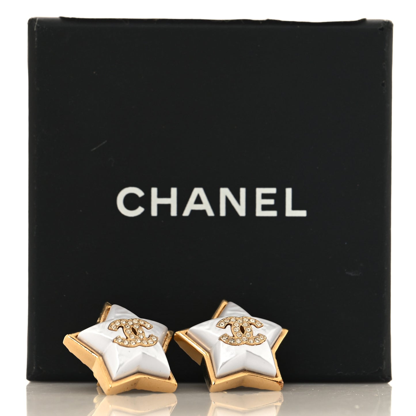Pearl Crystal CC Star Earrings Gold