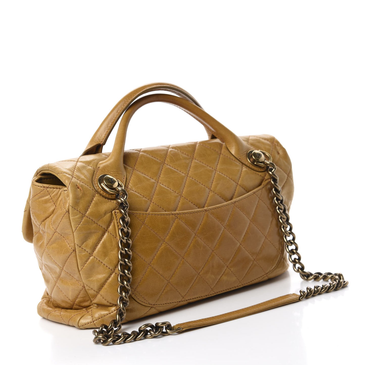 Glazed Calfskin Castle Rock Medium Flap Yellow