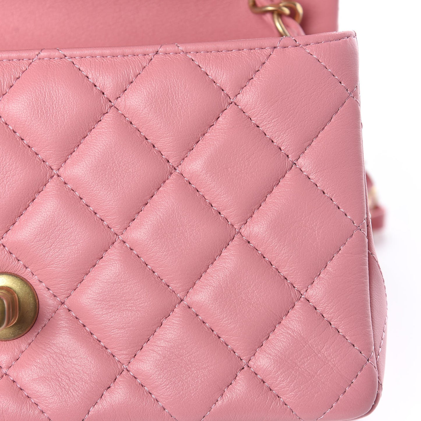 Lambskin Quilted Mini Rectangular Flap Pink