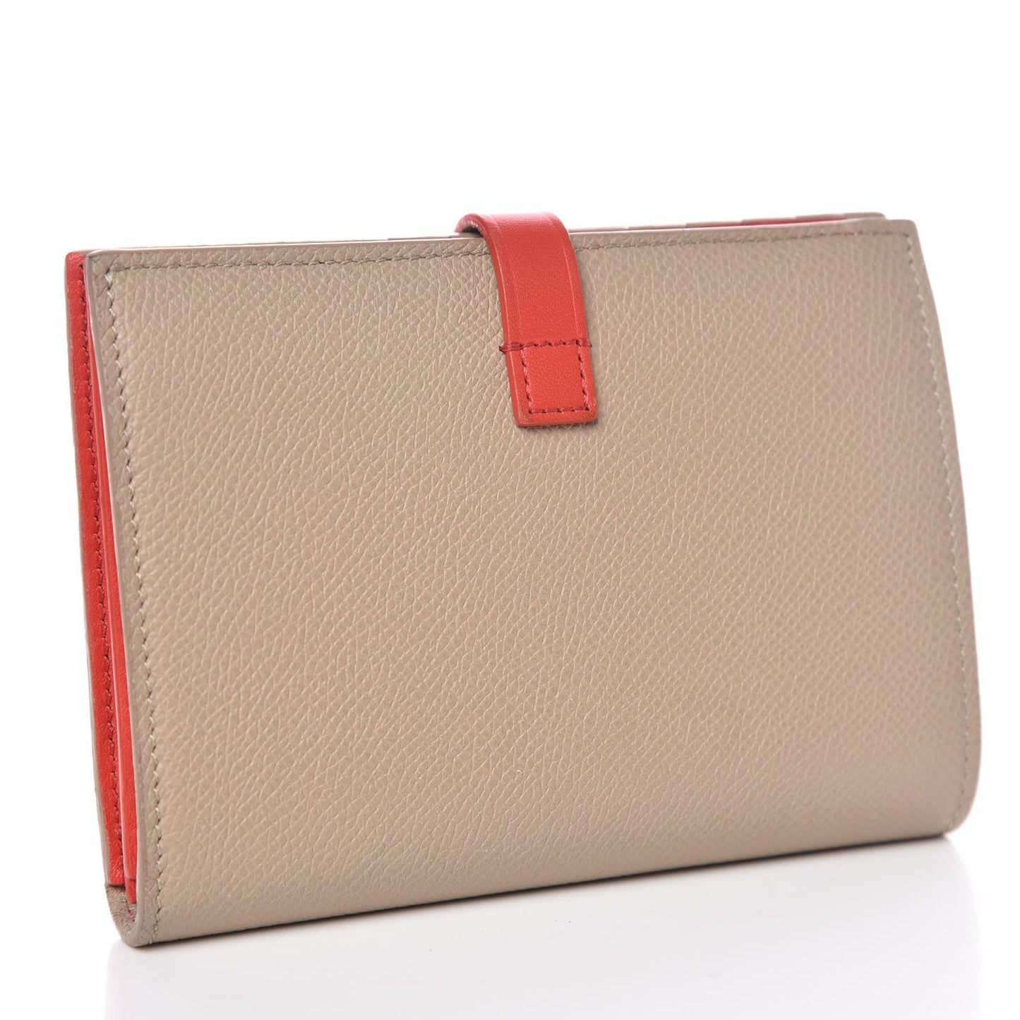 Grained Calfskin Medium Multifunction Strap Wallet Pop Red Chalk
