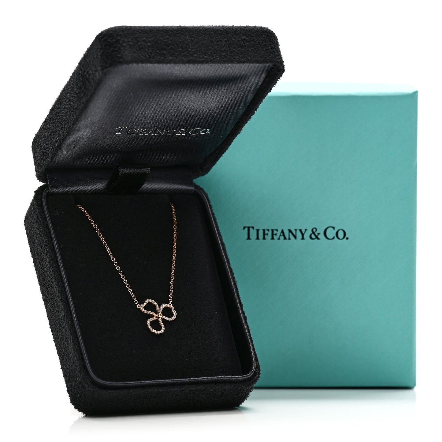 18K Rose Gold Diamond Small Paper Flowers Pendant Necklace