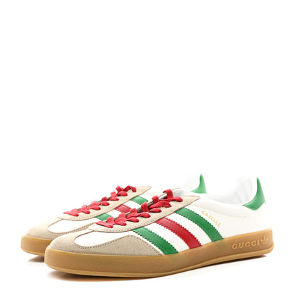 Gucci X ADIDAS Suede Madeira Demetra Mens Gazelle Sneakers 9.5 Oatmeal White New Shamarock Hibiscus Red 3 of 8