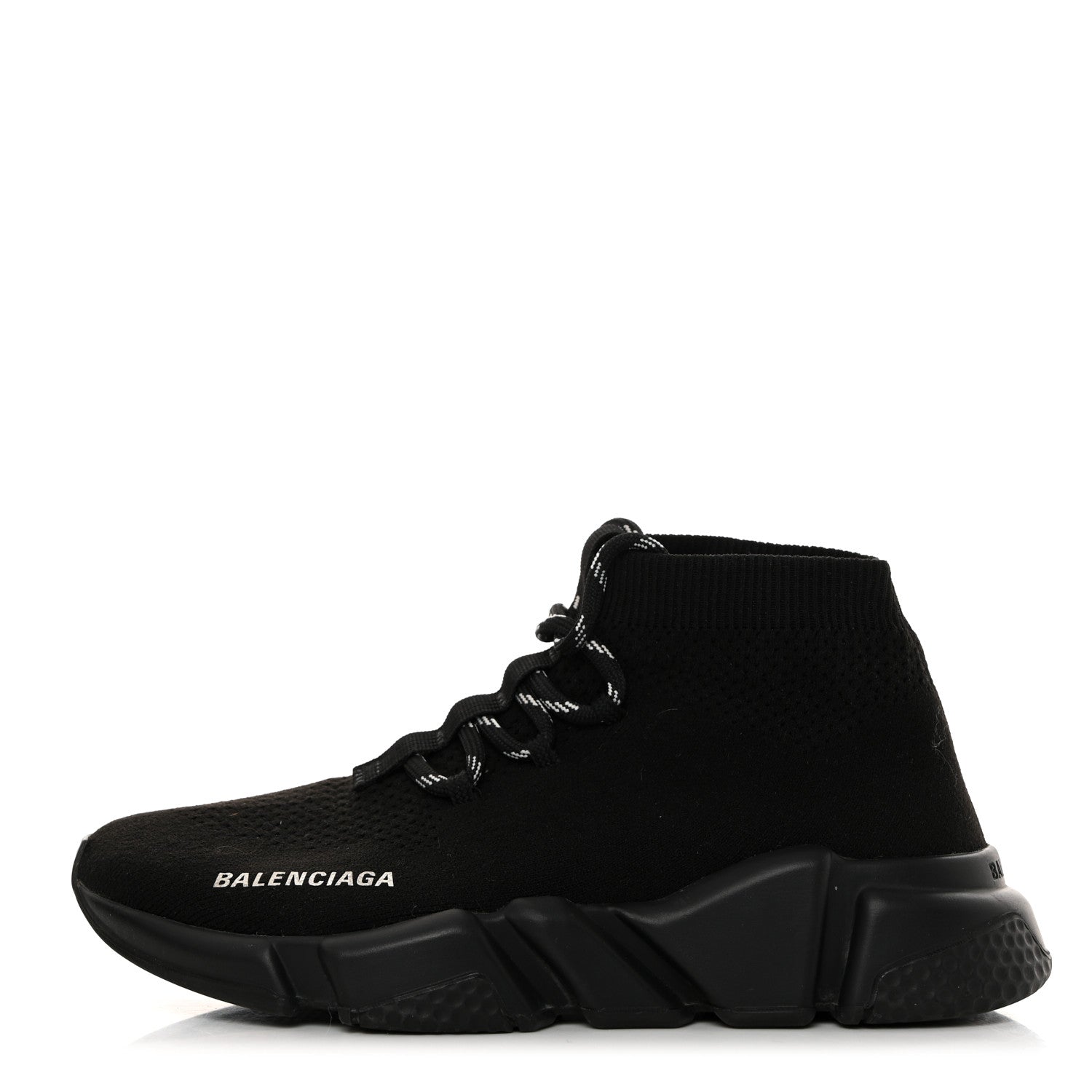Balenciaga Recycled Knit Bi-Color Sole Womens Speed Lace Up Sneakers 36 Black White 1 of 8