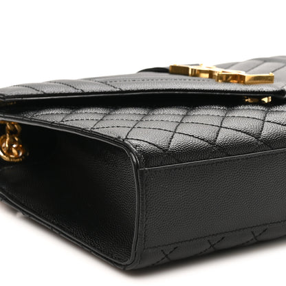 Saint Laurent Grain De Poudre Textured Mixed Matelasse Triquilt Medium Monogram Satchel Black 8 of 9