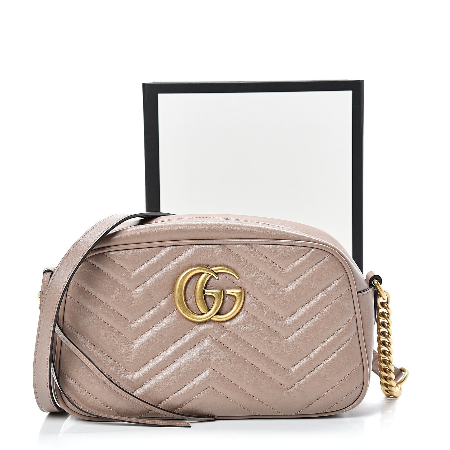Calfskin Matelasse Small GG Marmont Chain Shoulder Bag Porcelain Rose