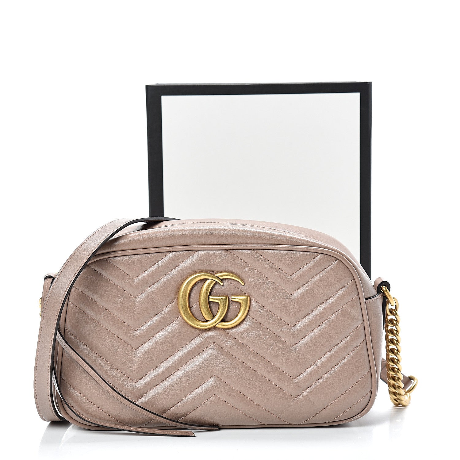 Gucci Calfskin Matelasse Small GG Marmont Chain Shoulder Bag Porcelain Rose 14 of 14