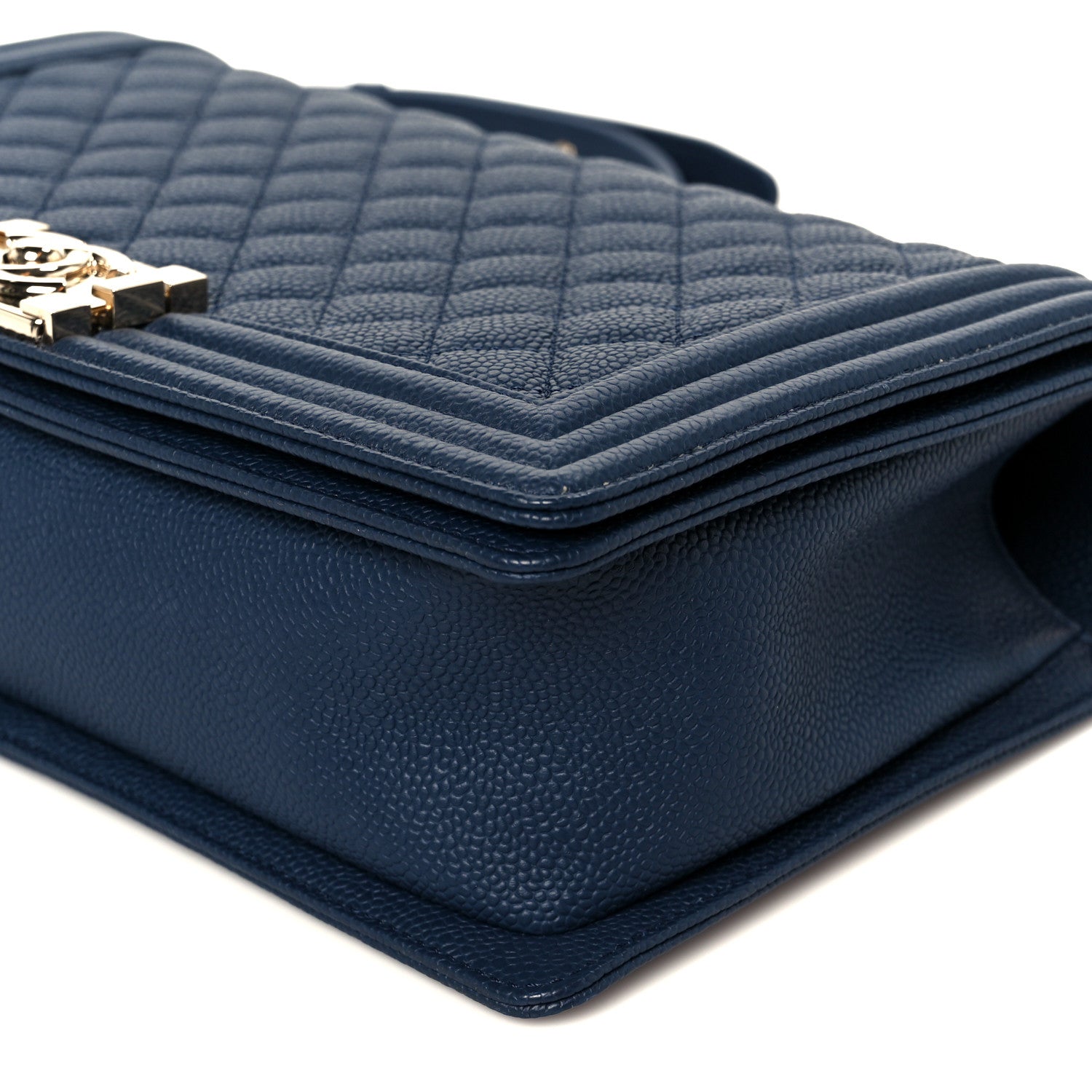 Chanel Caviar Quilted New Medium Boy Flap Blue 10 of 11