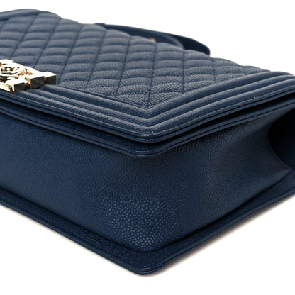 Chanel Caviar Quilted New Medium Boy Flap Blue 10 of 11