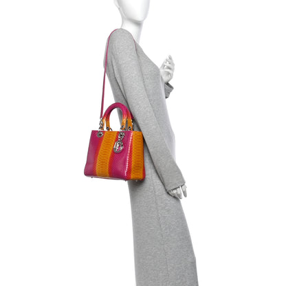 Christian Dior Snakeskin Medium Lady Dior Pink Orange 2 of 12