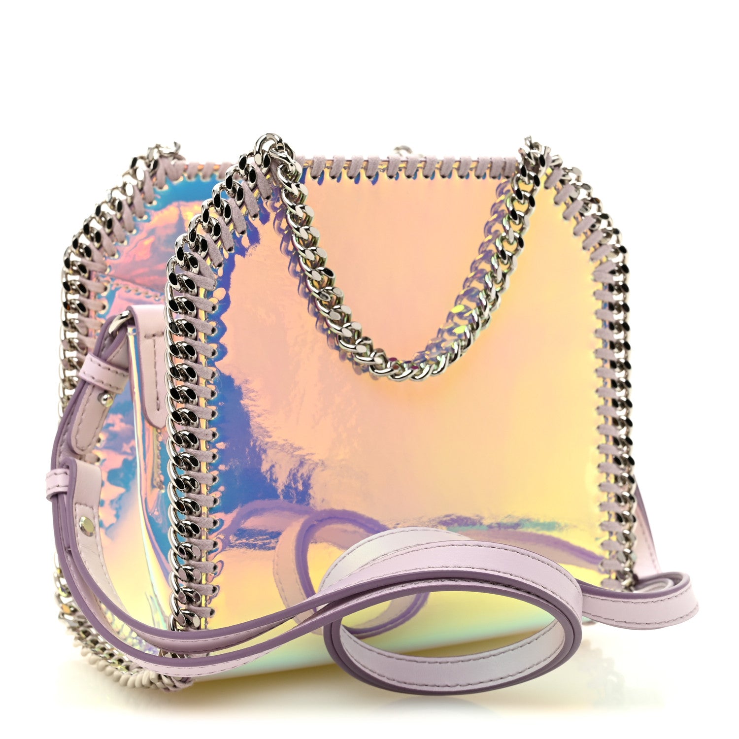 Stella McCartney Holographic Faux Leather Mini Falabella Silver 3 of 9
