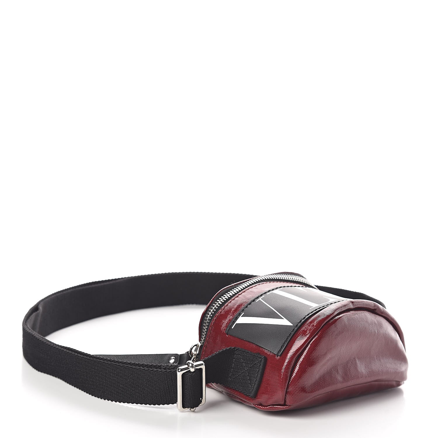 Valentino Garavani Shiny Coated Canvas VLTN Crossbody Dark Red 4 of 9
