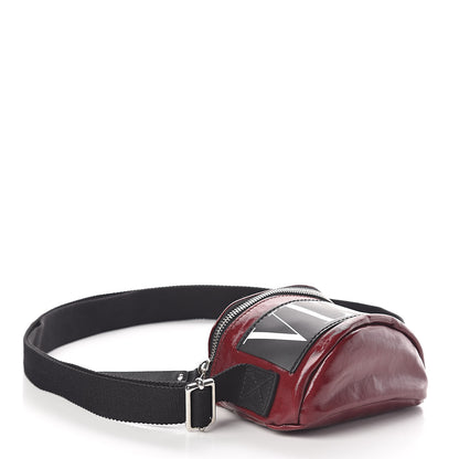 Valentino Garavani Shiny Coated Canvas VLTN Crossbody Dark Red 4 of 9