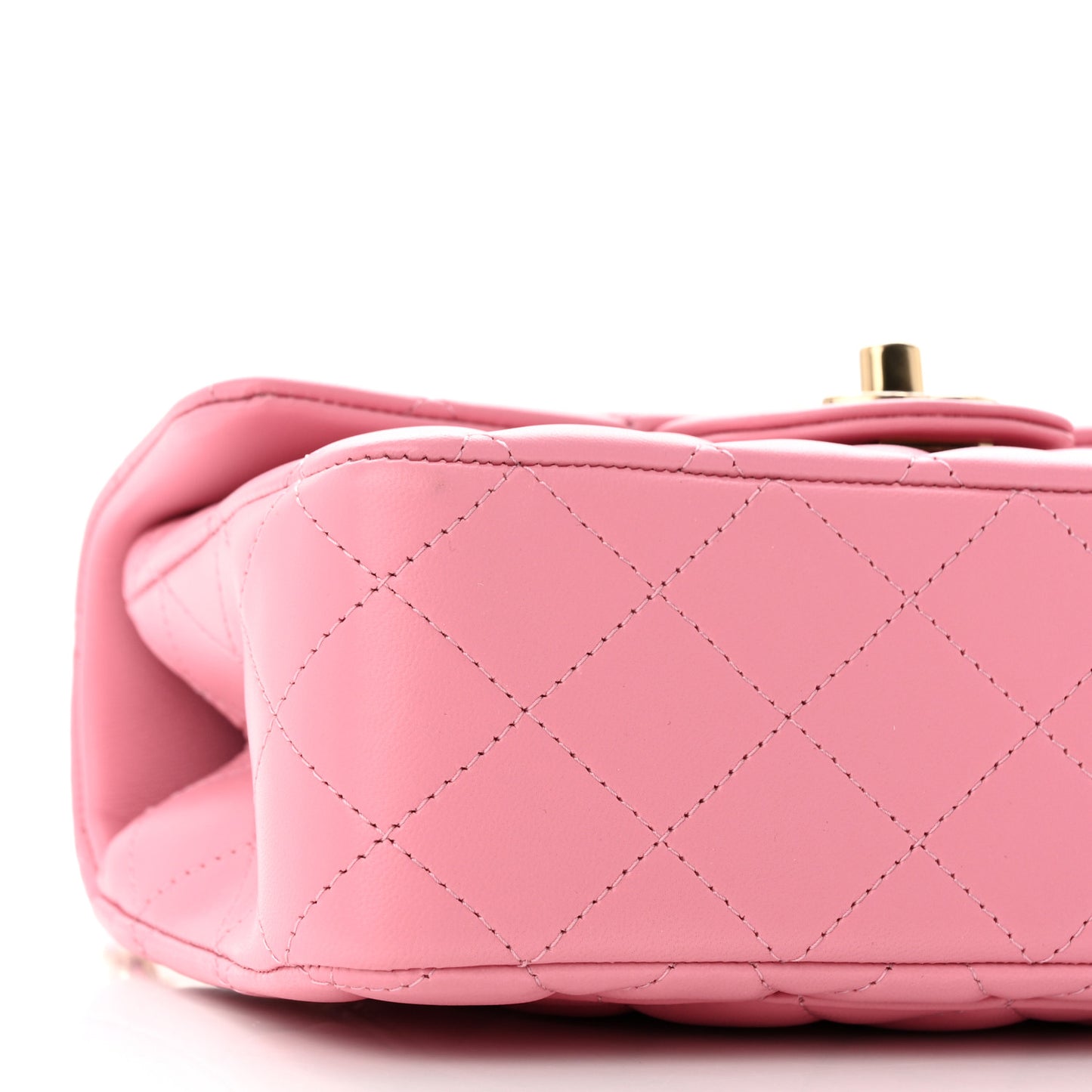 Lambskin Quilted Mini Top Handle Rectangular Flap Pink