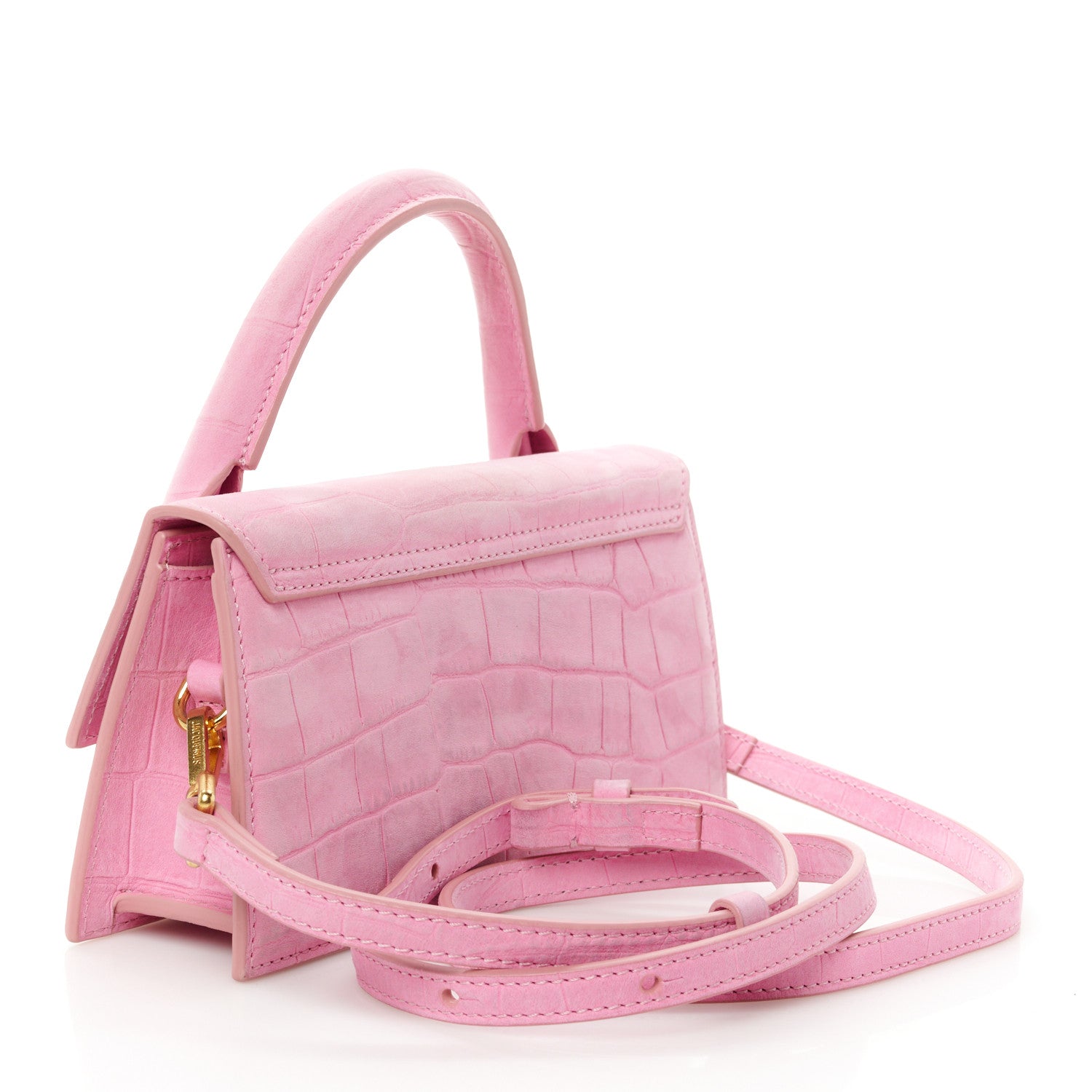 Jacquemus Nubuck Crocodile Embossed Le Chiquito Long Pink 2 of 8