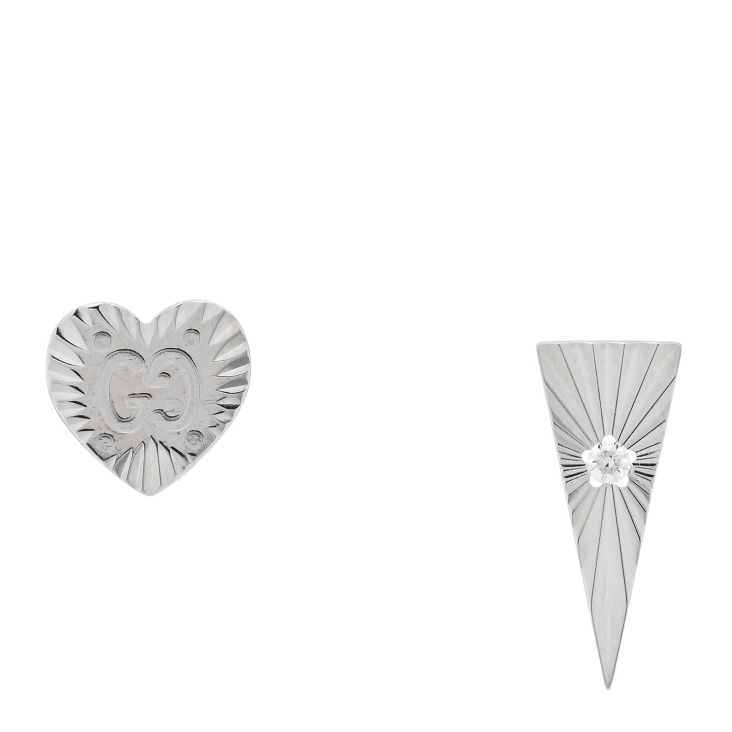 18K White Gold Diamond Icon Asymmetric Stud Earrings
