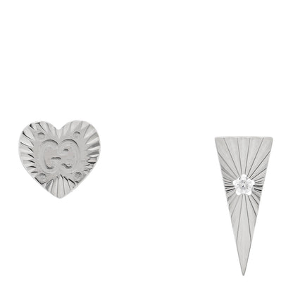 Gucci 18K White Gold Diamond Icon Asymmetric Stud Earrings 1 of 4