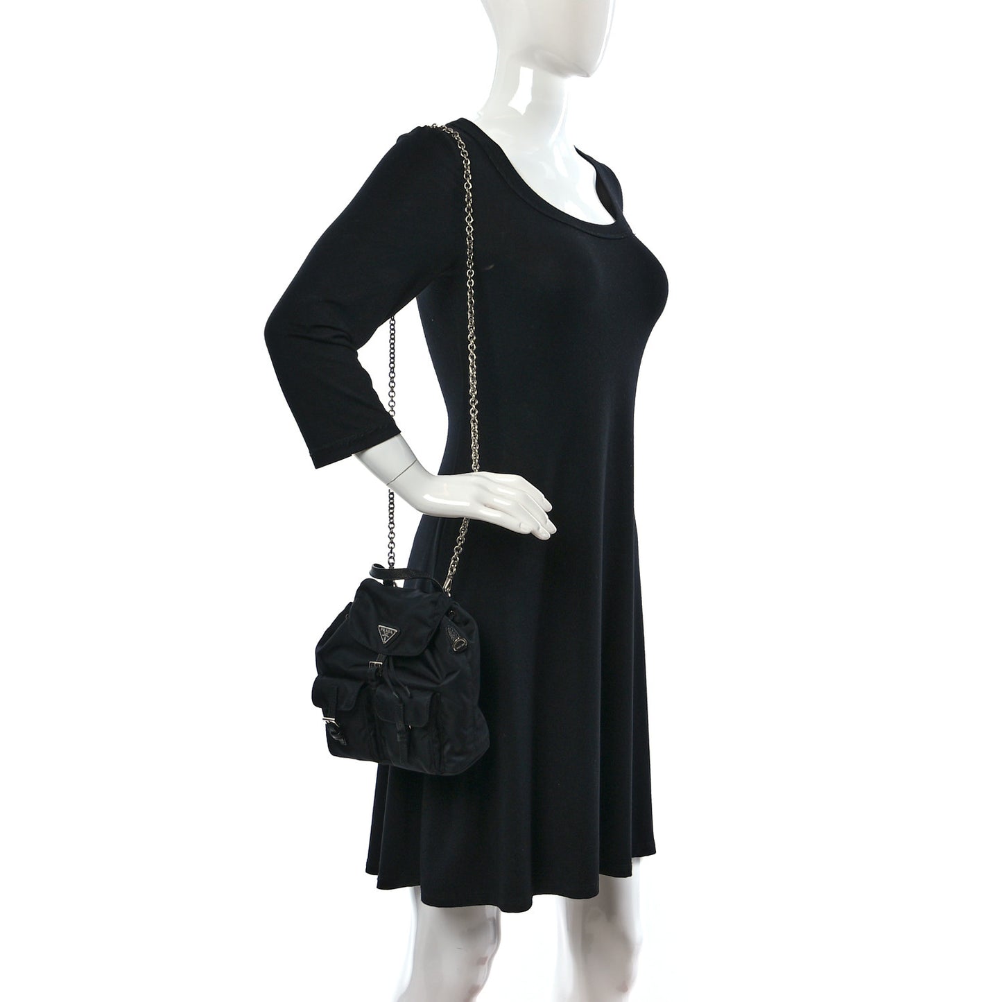 Nylon Vela Mini Crossbody Backpack Black