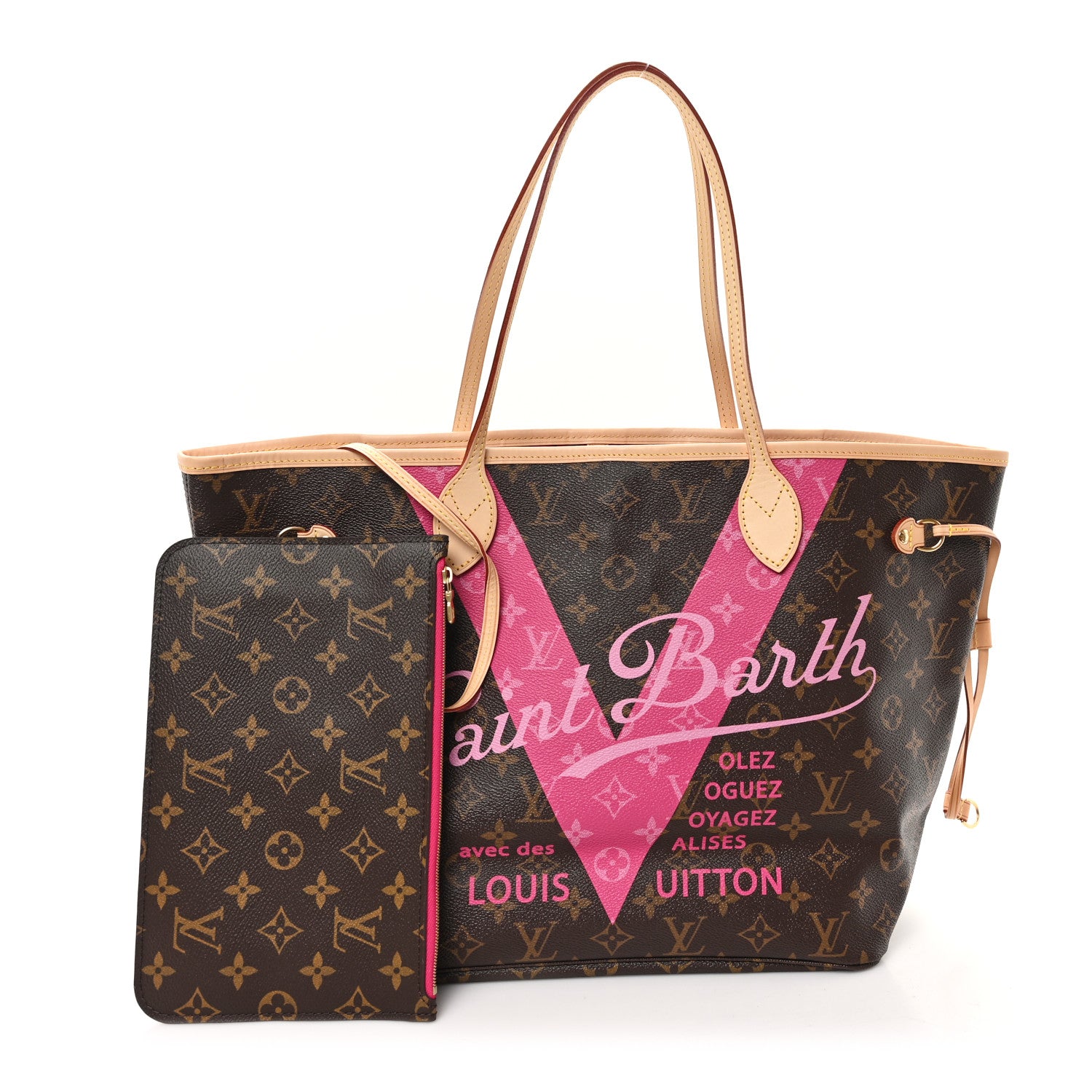 Louis Vuitton Monogram Saint Barth V Neverfull MM Hot Pink 2 of 12