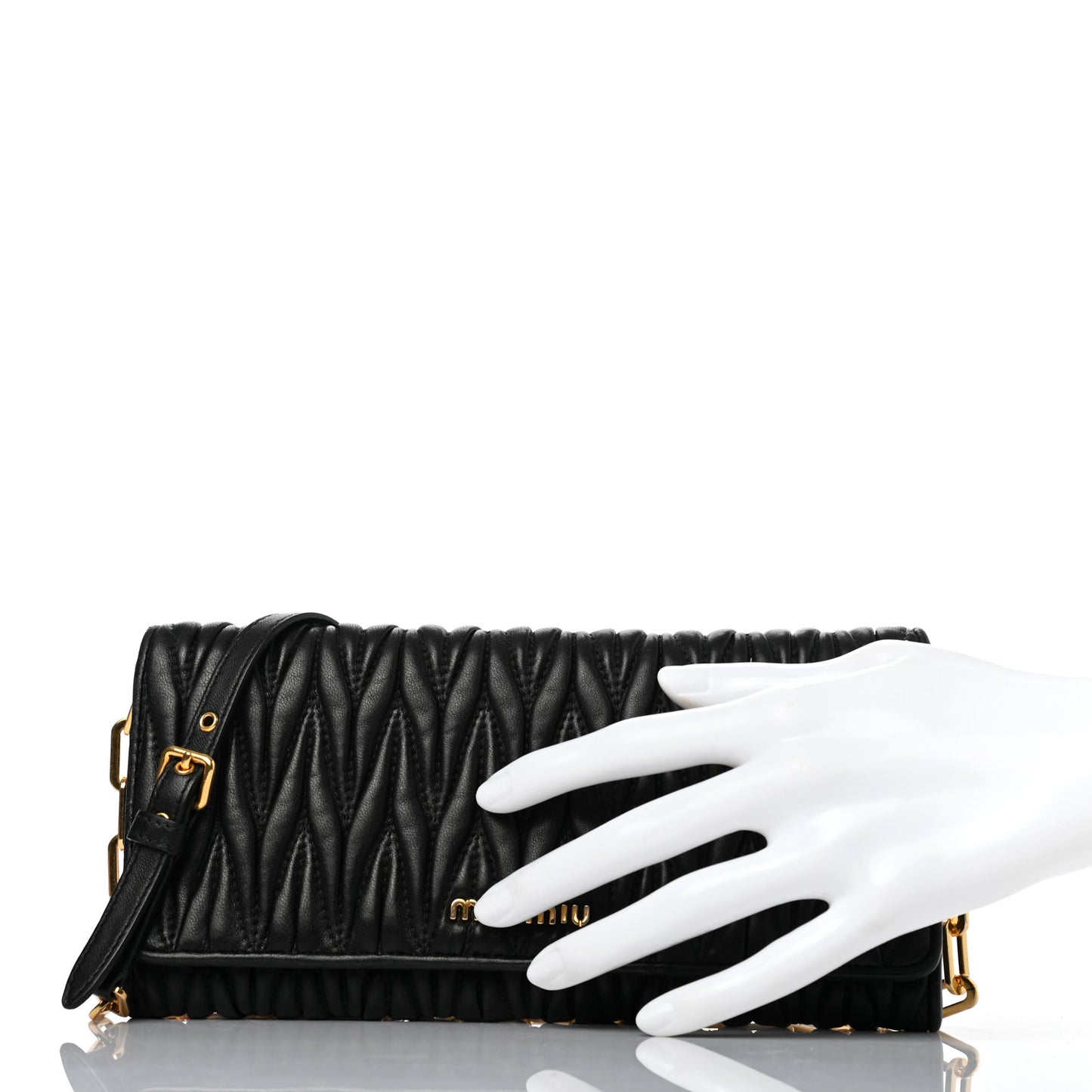 Nappa Matelasse Wallet On Chain Black