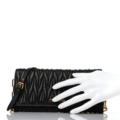 Miu Miu Nappa Matelasse Wallet On Chain Black 2 of 7