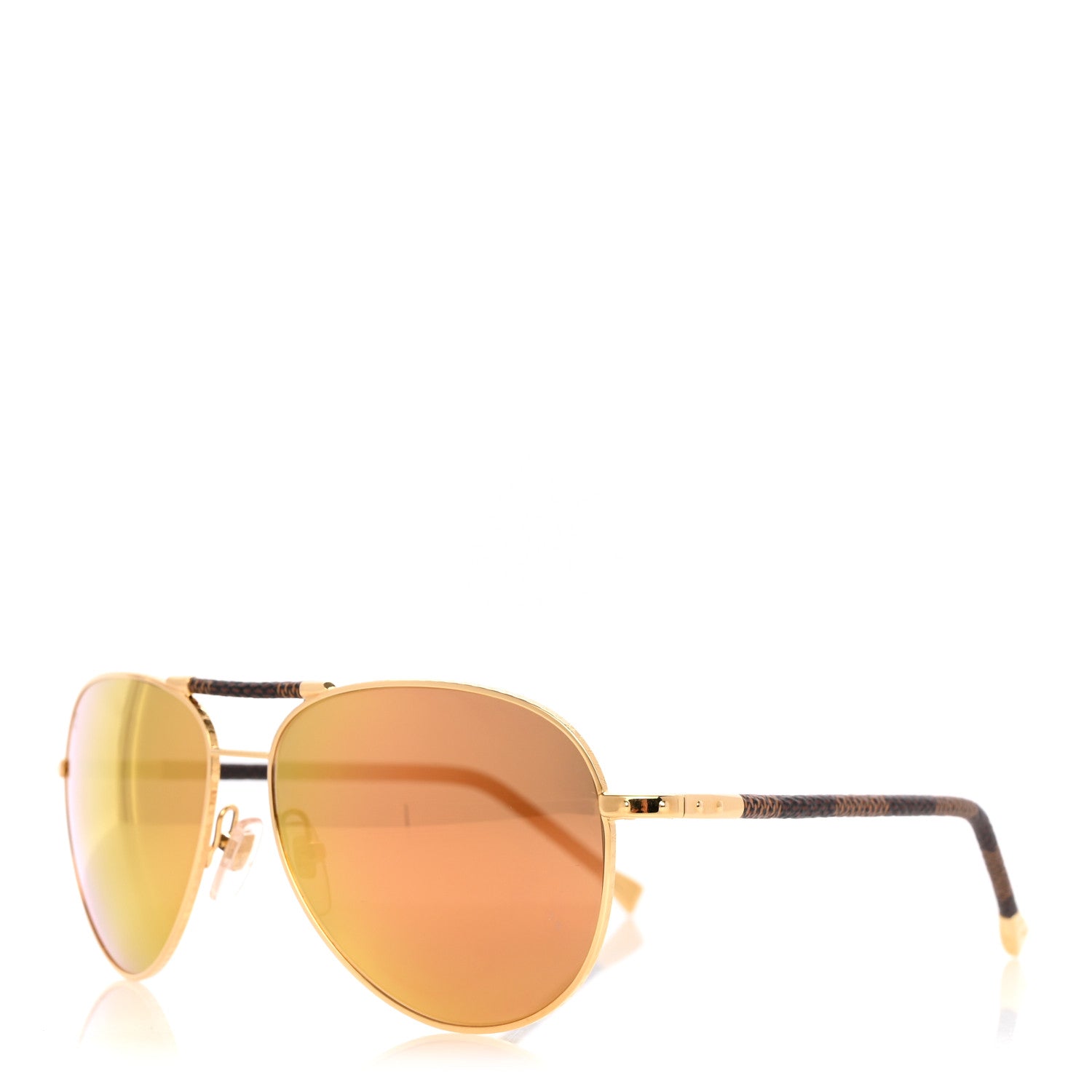 Louis Vuitton Damier Ebene Conspiration Pilote Aviator Sunglasses Z0790U Gold 1 of 7