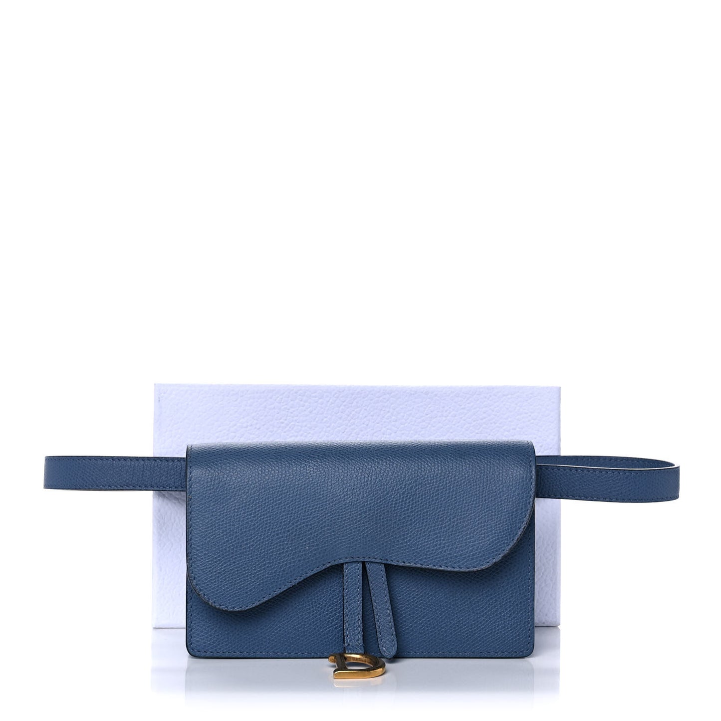 Grained Calfskin Saddle Belt Bag Denim Blue