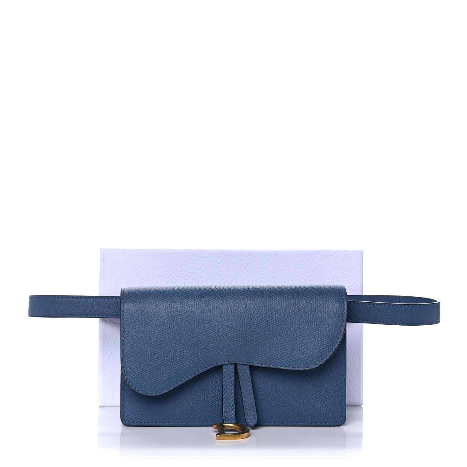 Christian Dior Grained Calfskin Saddle Belt Bag Denim Blue 12 of 12