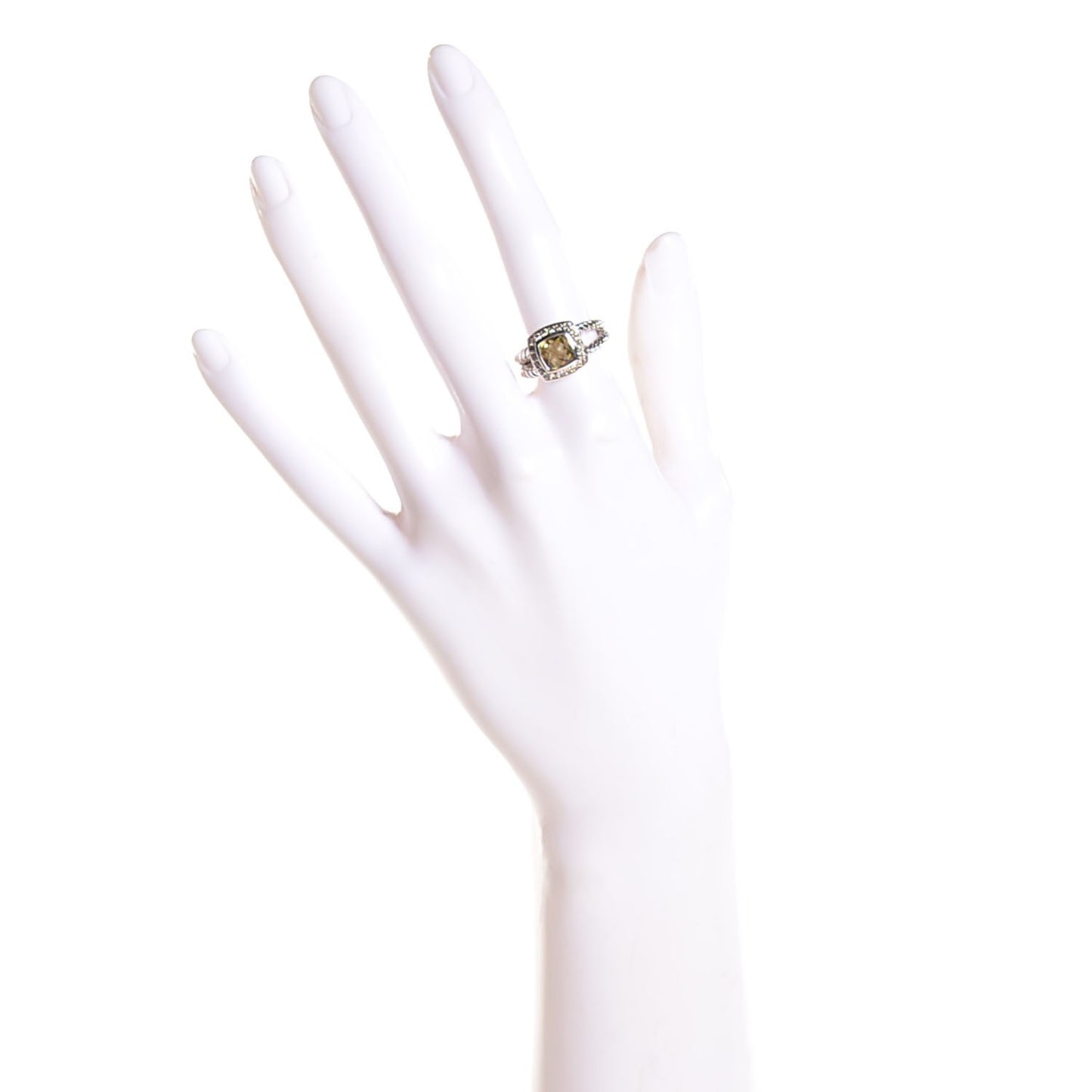 Sterling Silver Diamond Prasiolite 7mm Petite Albion Ring 52 6