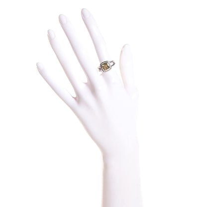 David Yurman Sterling Silver Diamond Prasiolite 7mm Petite Albion Ring 52 6 2 of 5
