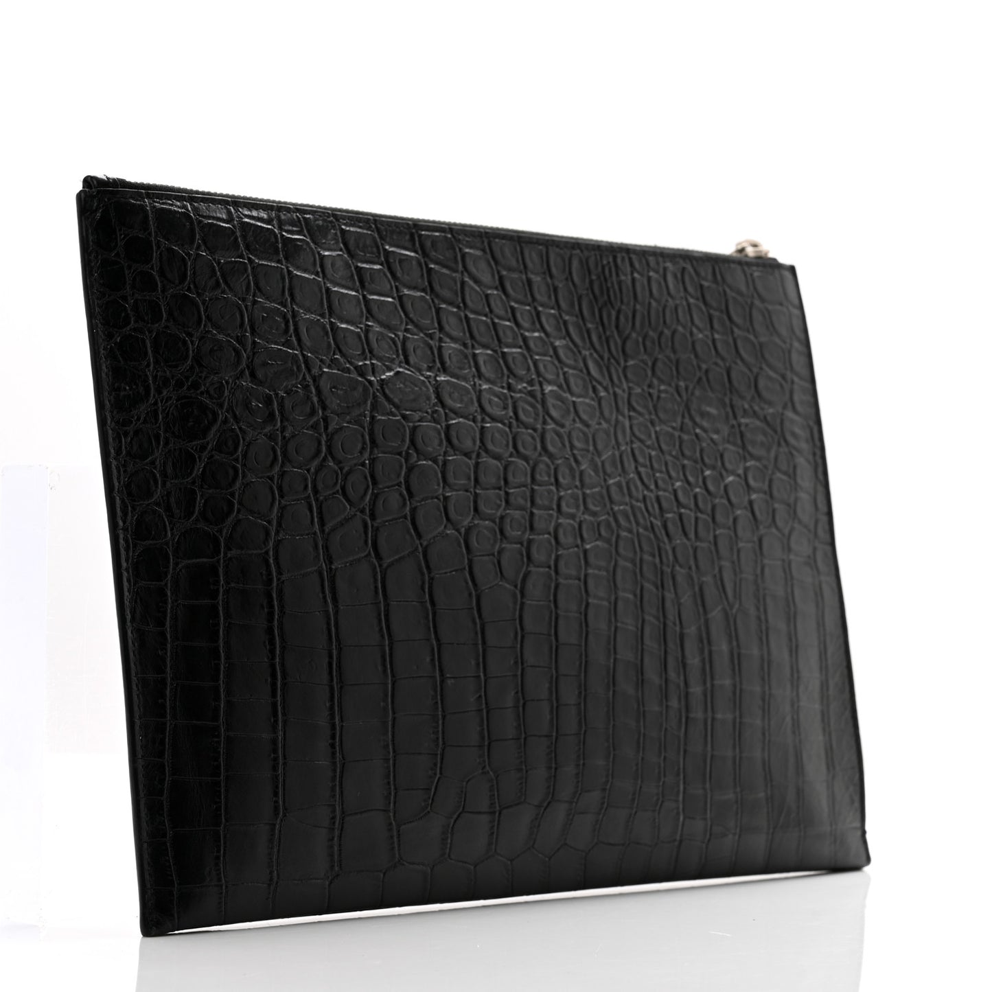 Calfskin Crocodile Embossed Document Holder Black