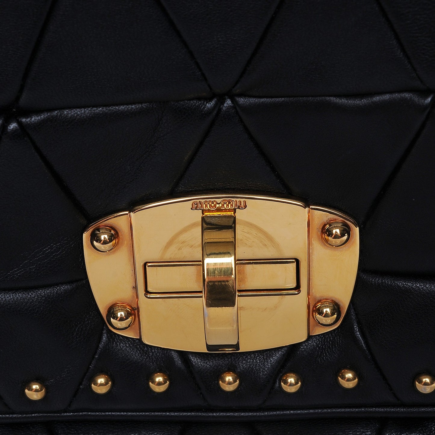 Nappa Quilted Studded Flap Clutch Black