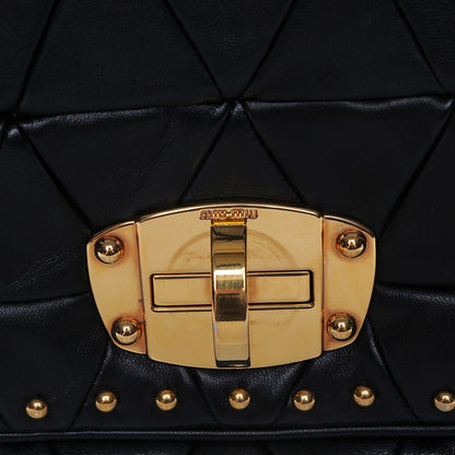Miu Miu Nappa Quilted Studded Flap Clutch Black 5 of 8