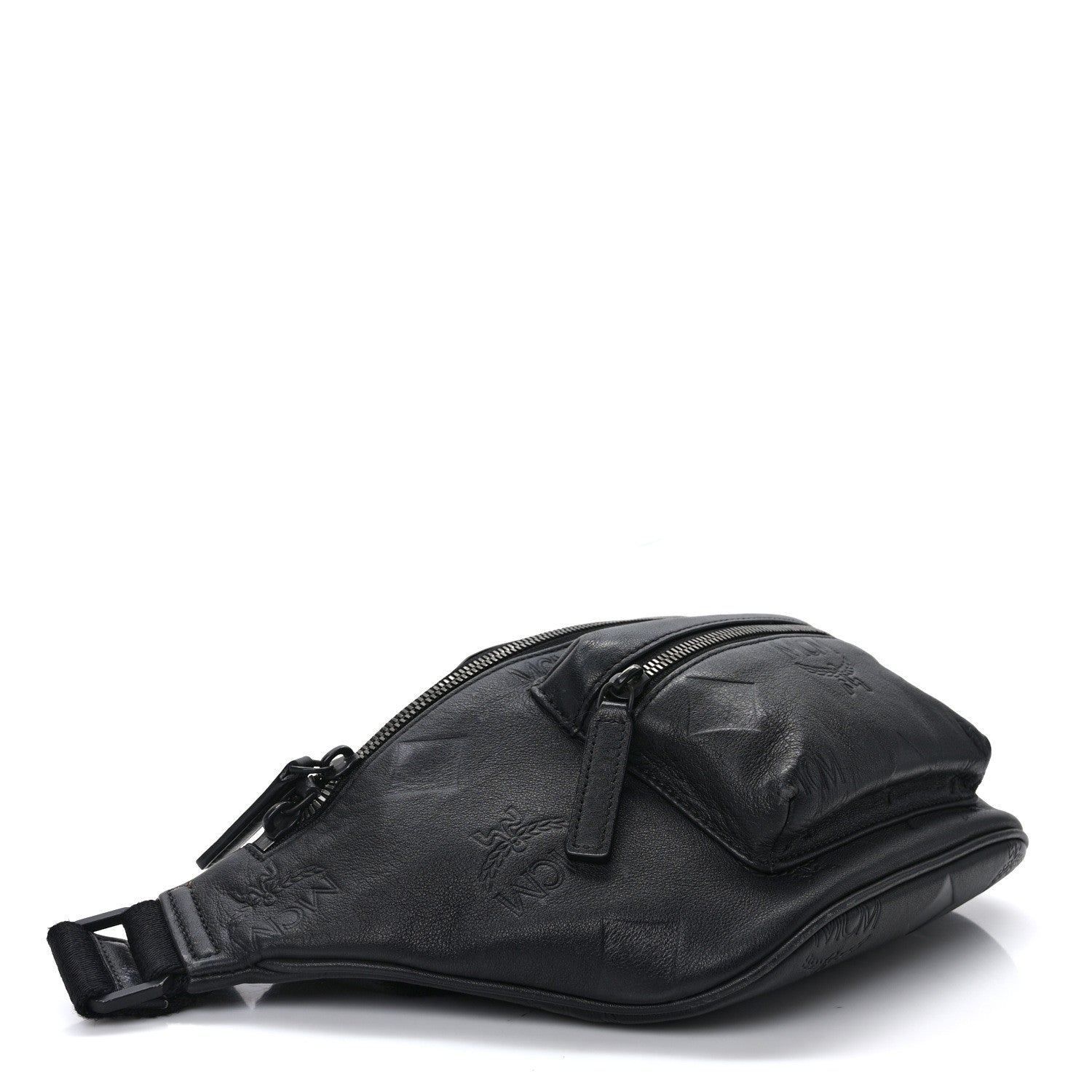 MCM Calfskin Maxi Monogram Fursten Belt Bag Black 4 of 14