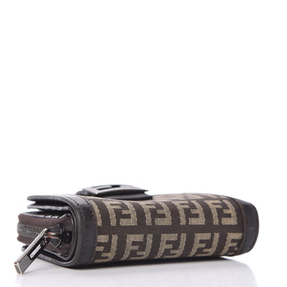 Fendi Zucchino Vitello Compact Wallet Testa di Moro Beige 3 of 9